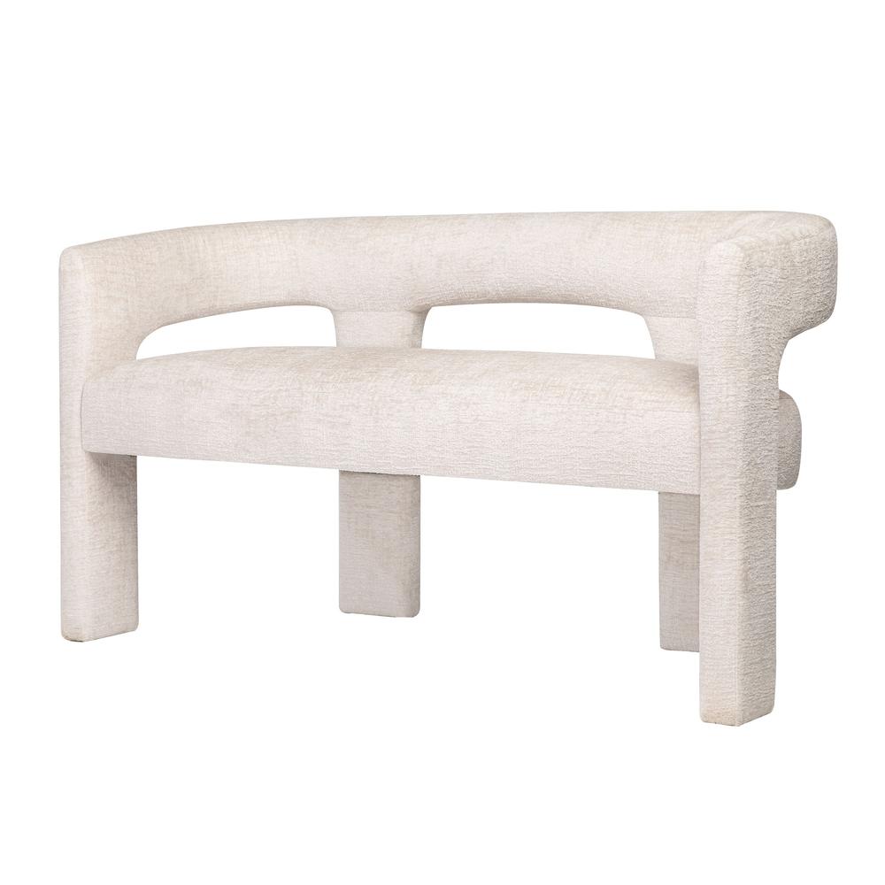 Modern Luxury Jacquard Fabric Upholstered Sculpture Bench. Picture 2