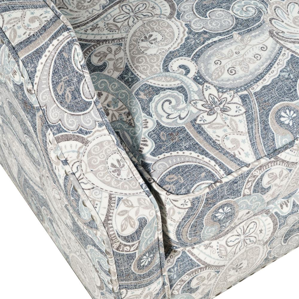 Paisley Fabric Transitional Upholstered Accent Chair with Nailhead Trim. Picture 4