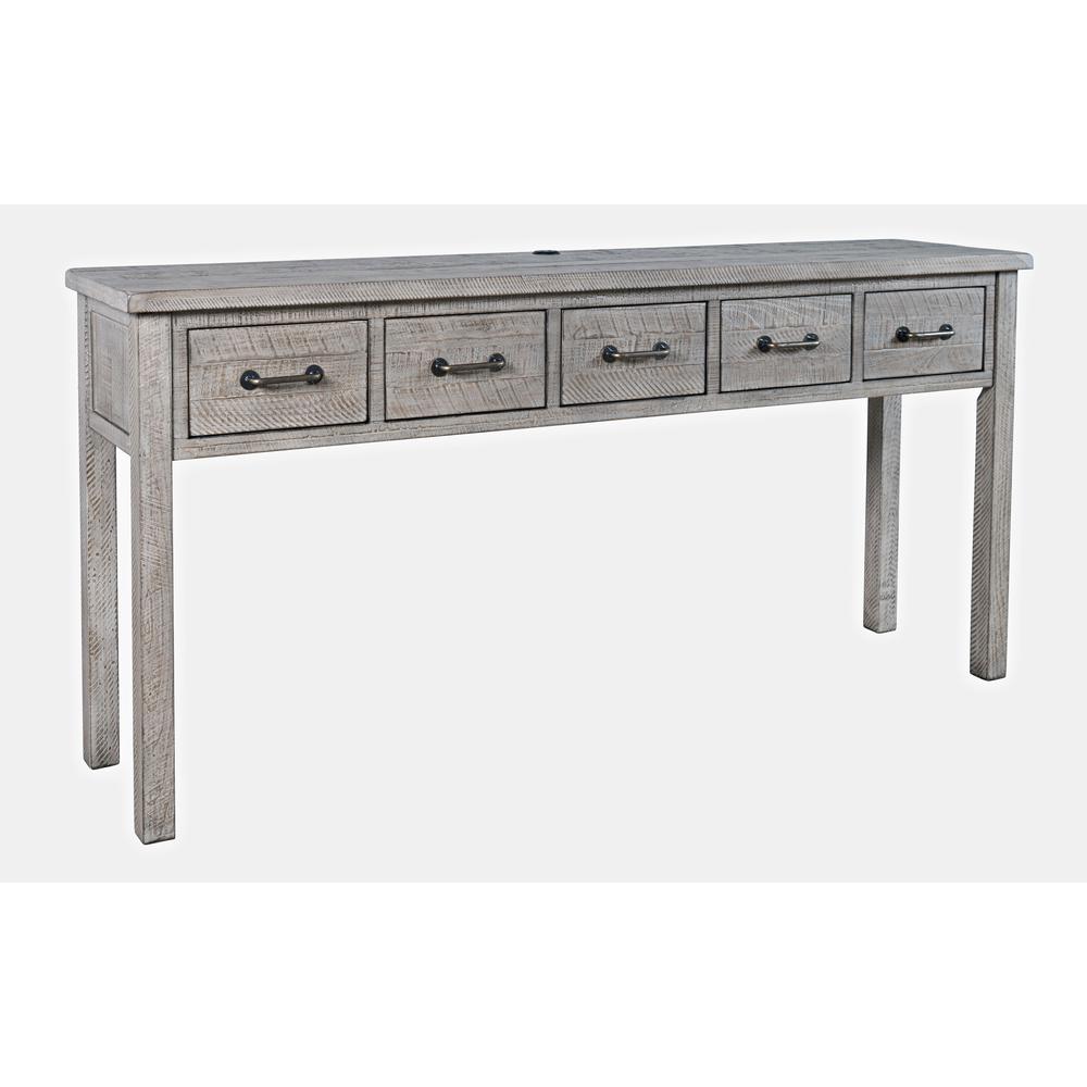 67" Washed Finish Five Drawer USB Charging Sofa Table. Picture 3