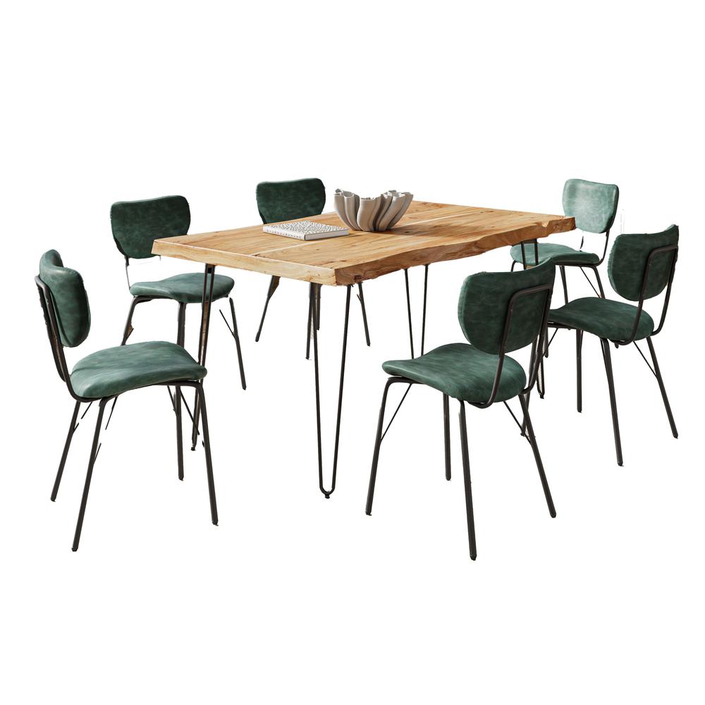 Modern Dining Set with Upholstered Contemporary Chairs - Natural and Jade. Picture 2