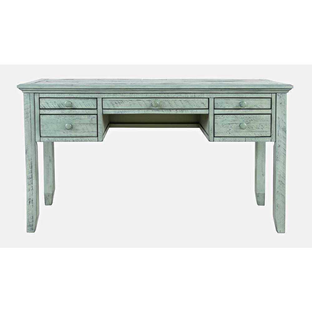 Coastal Style Distressed Acacia USB Charging Desk. Picture 1