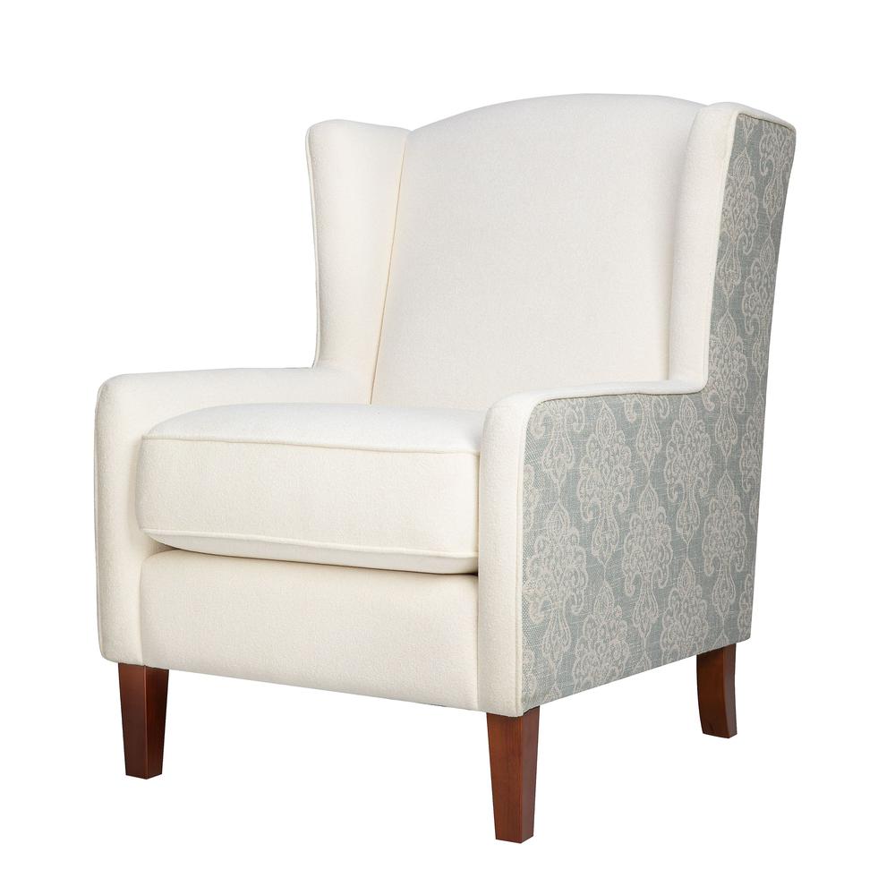 Thompson Traditional Classic Wingback Upholstered Accent Chair, Beige Floral. Picture 1