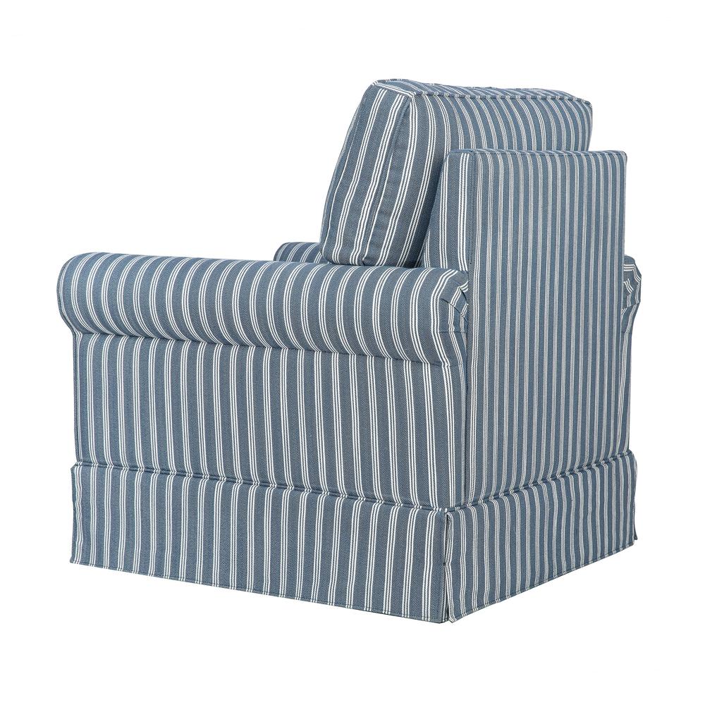Traditional Striped Upholstered Skirted Swivel Accent Chair. Picture 3