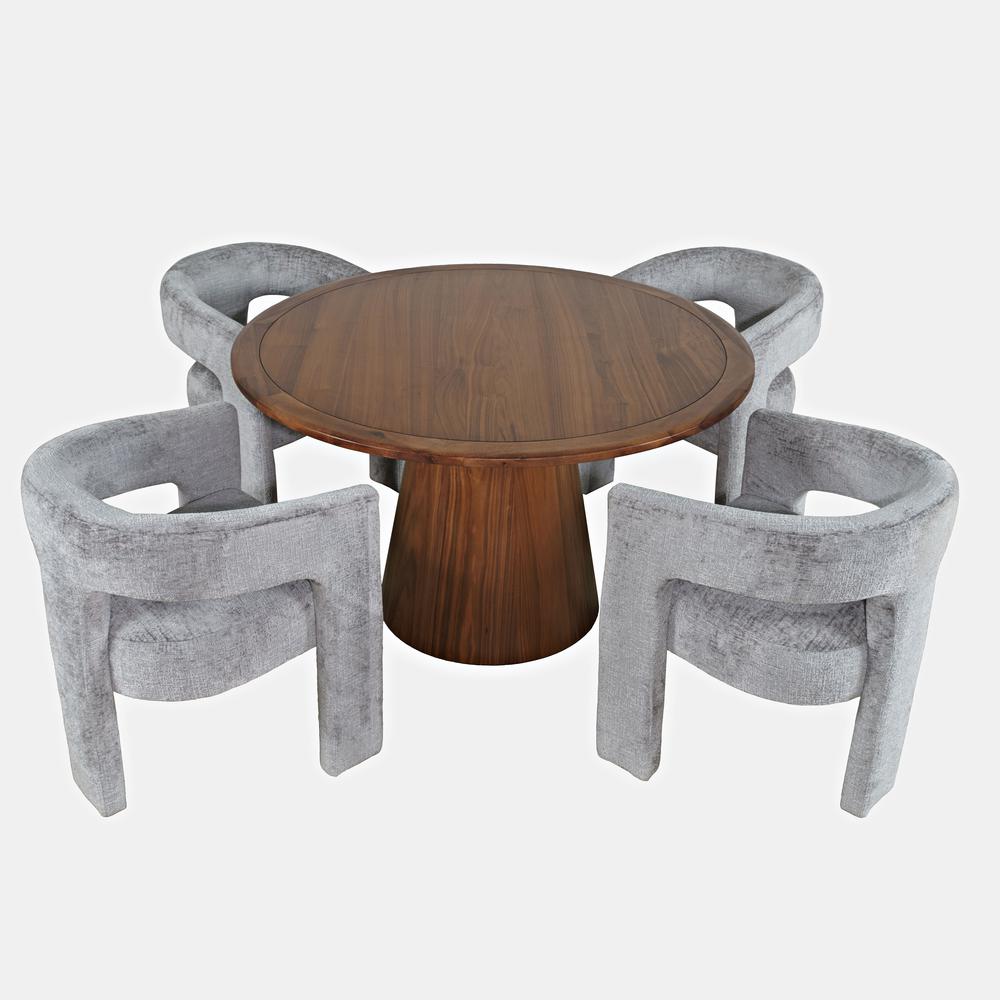 Luxury Mid-Century Modern Five Piece Dining Set with Upholstered Chairs. Picture 2