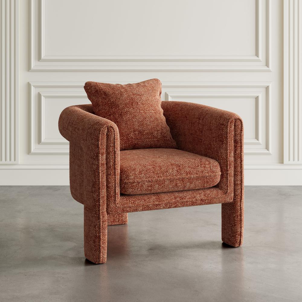 Adley Modern Upholstered Vintage Accent Armchair with Pillow. Picture 8