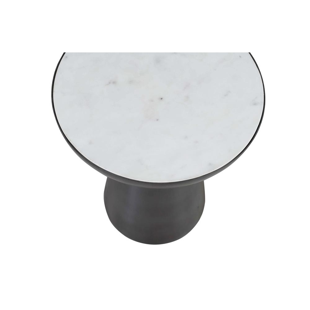 Modern Luxury Marble and Iron 15" Round Pedestal Chairside End Table. Picture 5