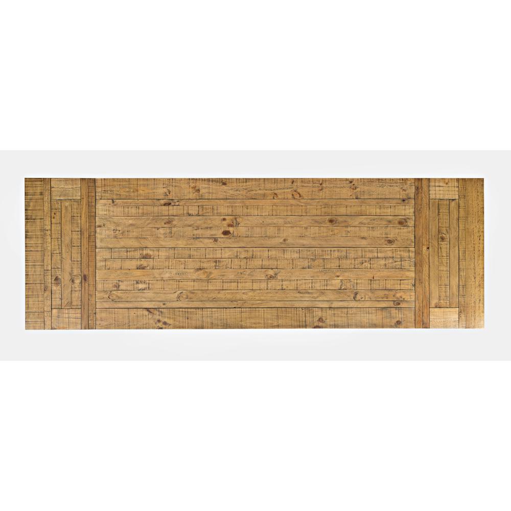 Rustic Distressed Pine 127" Trestle Counter Table with Two Leaves. Picture 3