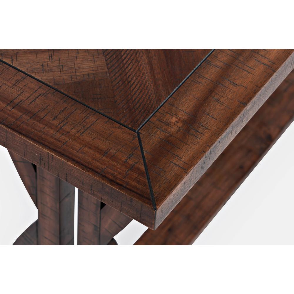 Transitional Herringbone Distressed Acacia Sofa Table. Picture 5