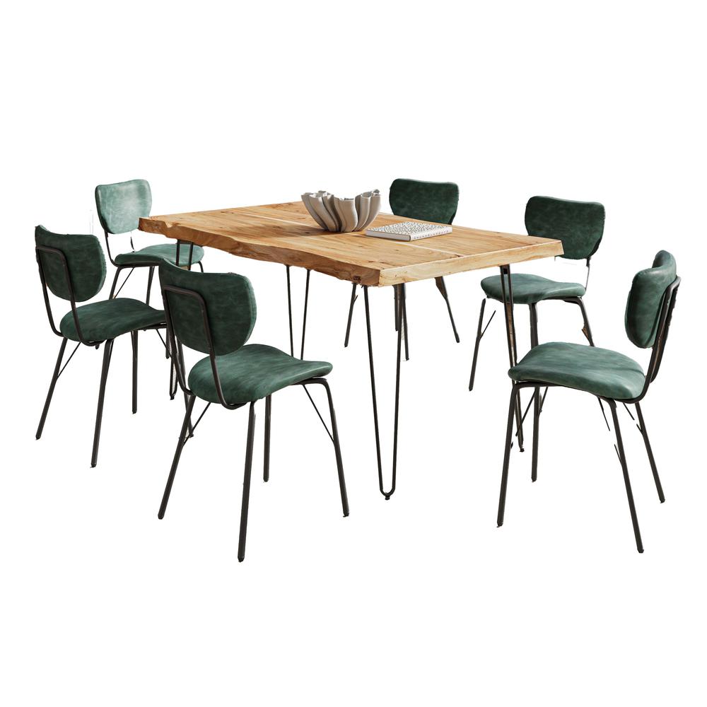 Modern Dining Set with Upholstered Contemporary Chairs - Natural and Jade. Picture 1