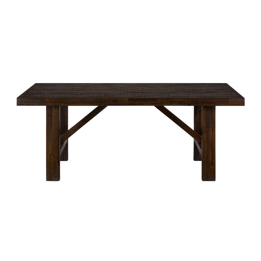79" Distressed Rustic Solid Acacia Trestle Dining Table. Picture 1