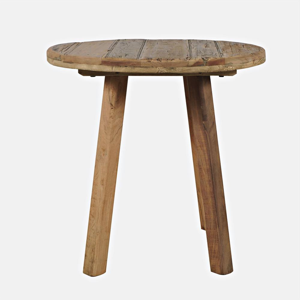 4" Round Rustic Reclaimed Solid Wood End Table. Picture 1