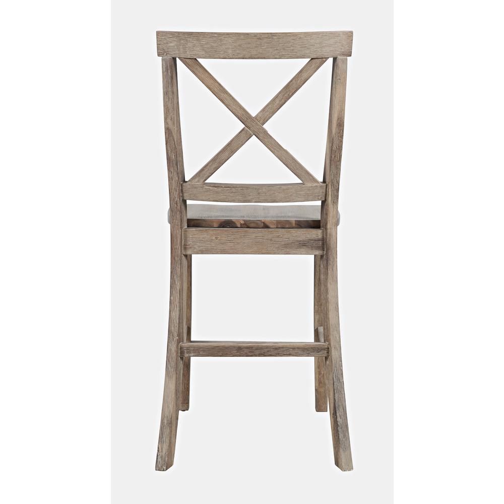 Coastal Wire-Brushed Acacia X-Back Counter Barstool (Set of 2). Picture 3