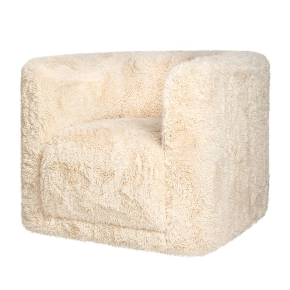 Luxury Plush Faux Fur Upholstered Swivel Accent Chair. Picture 2