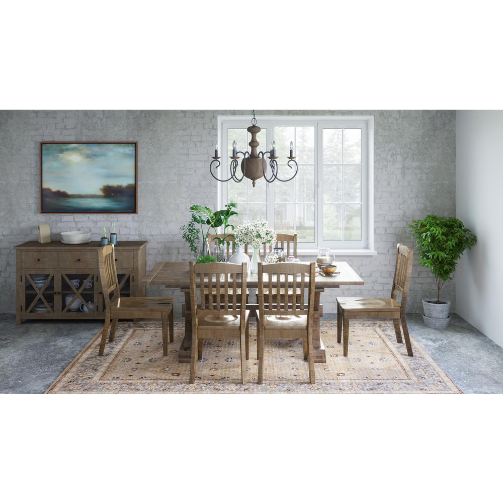 Solid Pine 78" Seven-Piece Dining Set with Slat Chairs. Picture 12
