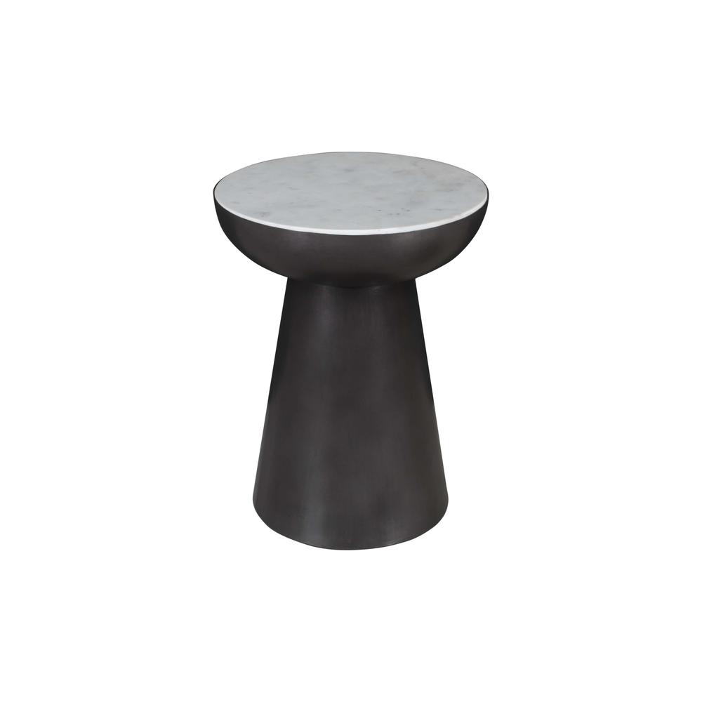 Modern Luxury Marble and Iron 18" Round Pedestal End Table. Picture 2