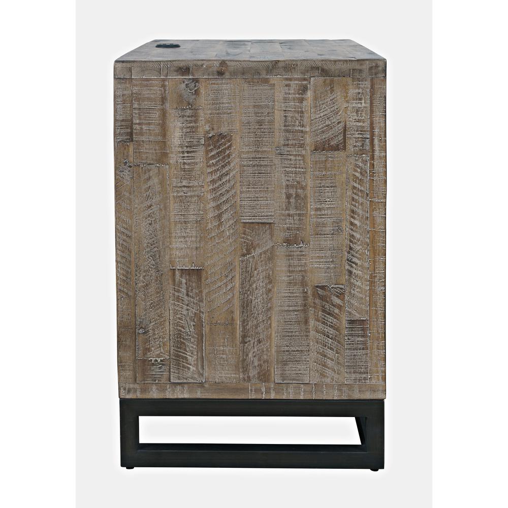 Modern Coastal 25" Distressed Acacia Nightstand with USB Charging. Picture 11
