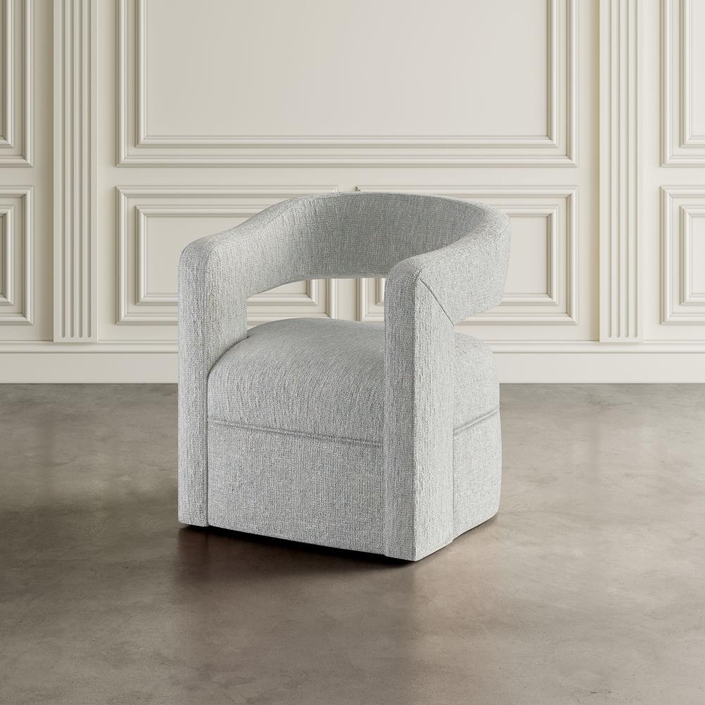 Modern Sculpted Curved Upholstered Swivel Accent Chair. Picture 11