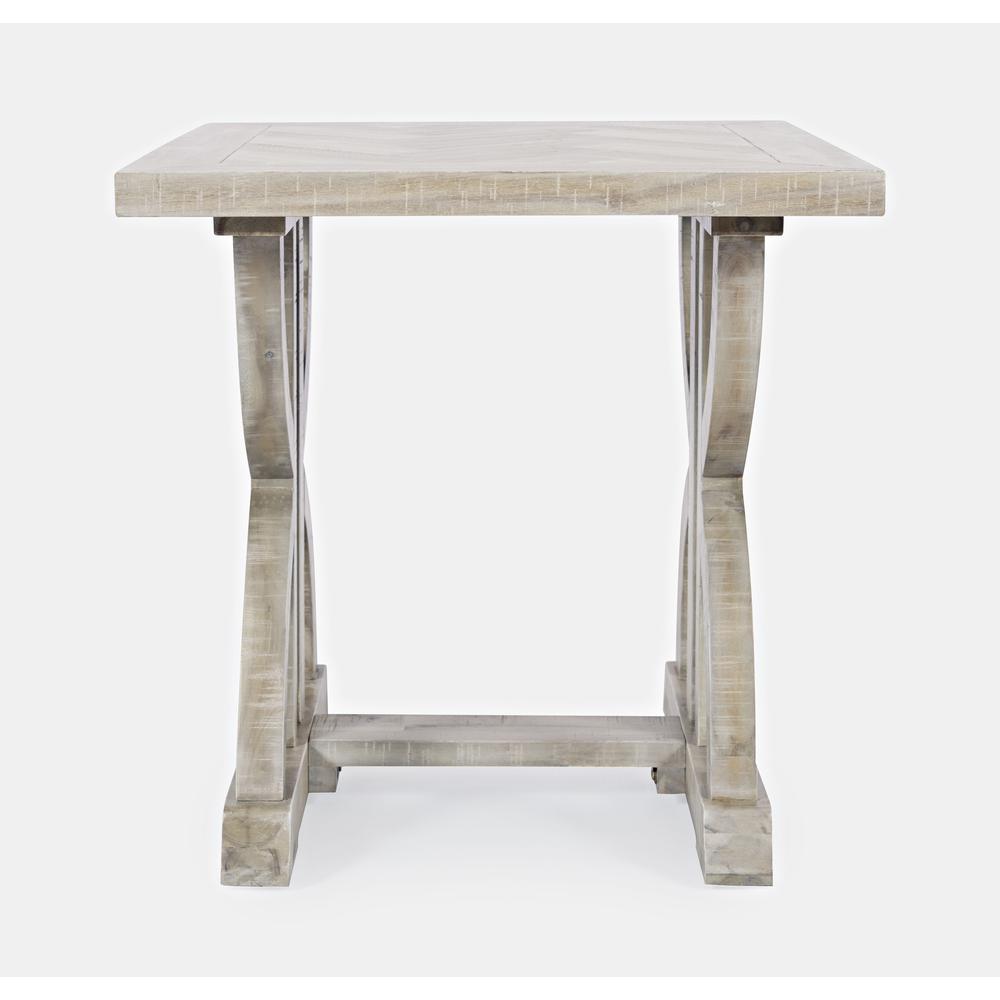 Transitional Herringbone Distressed Acacia End Table. Picture 1
