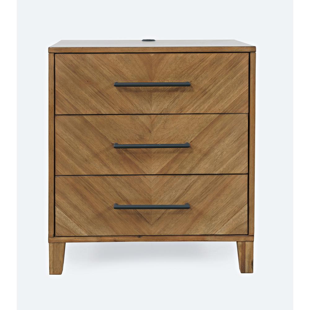 Contemporary Modern 28" USB Charging Nightstand with Drawers and Metal Hardware. Picture 1