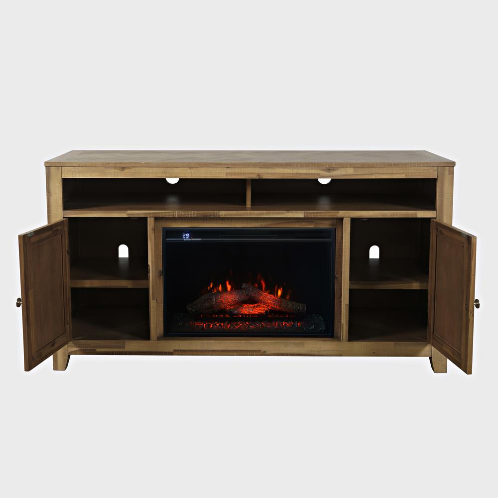 60" Chevron Fireplace Storage Console TV Stand with Electric Fireplace. Picture 5
