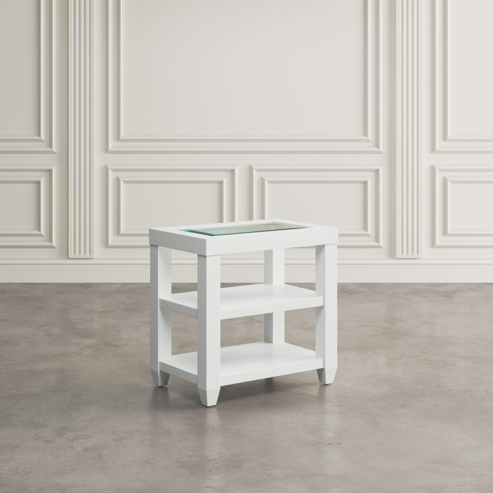 Contemporary Glass Inlay End Table with Storage. Picture 8