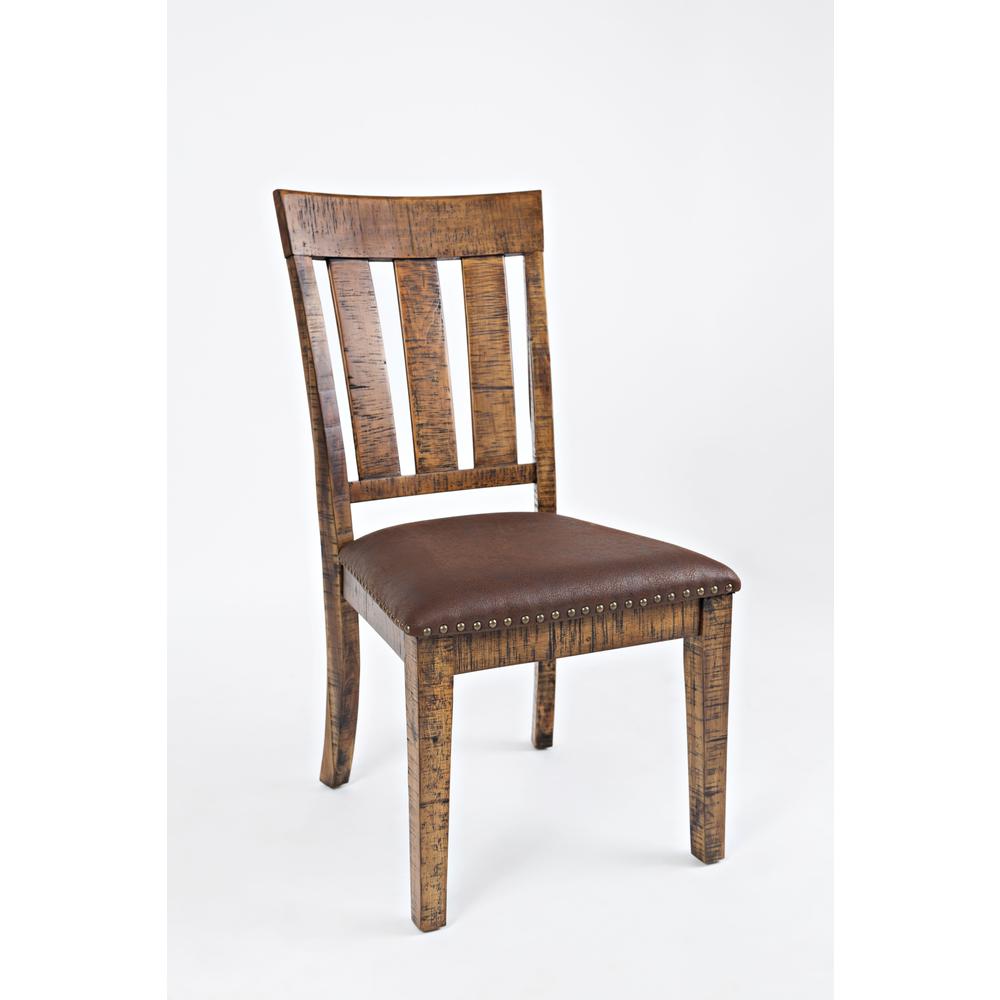 Distressed Wood Dining Chair with Upholstered Seat (Set of 2). Picture 3