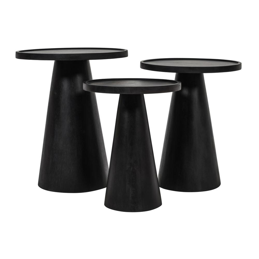 Knox Mid-Century Modern Solid Hardwood Round Accent Tables (Set of 3). Picture 1