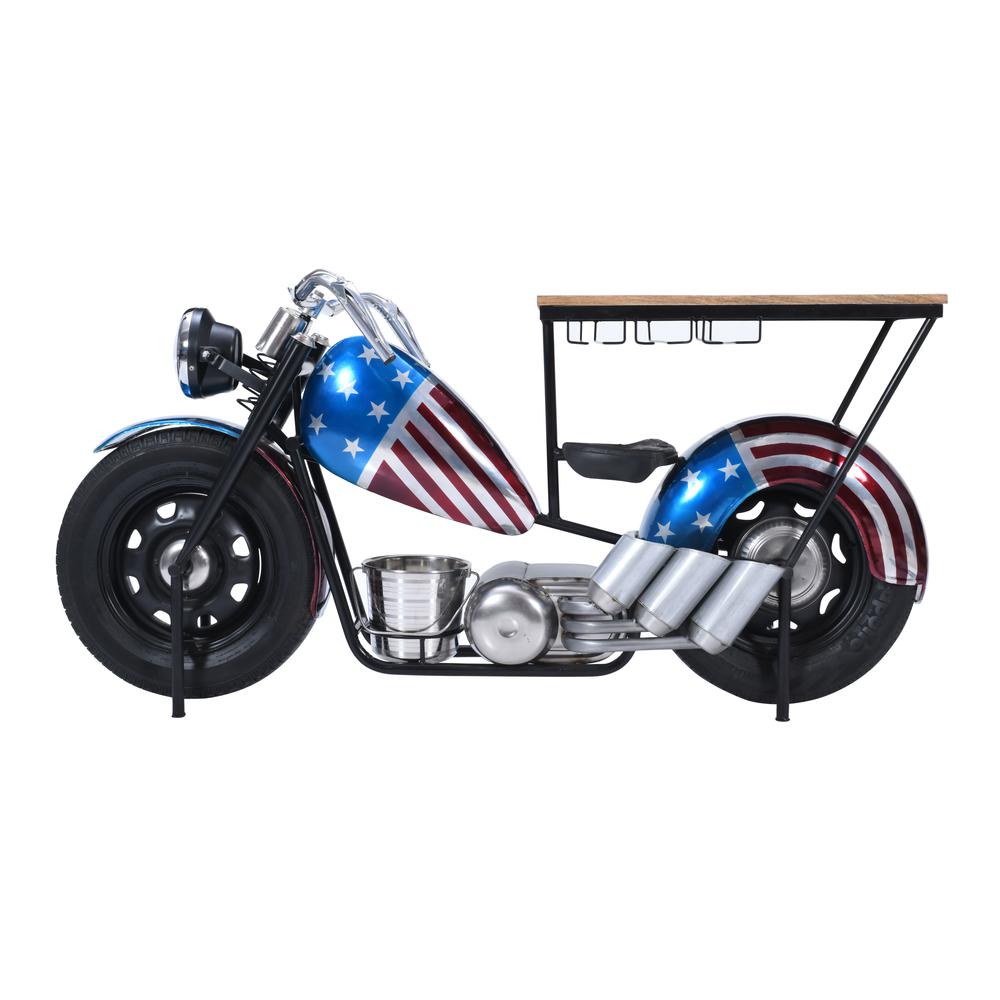 70" Patriotic American Flag Motorcycle Bar Console Table with Storage. Picture 7