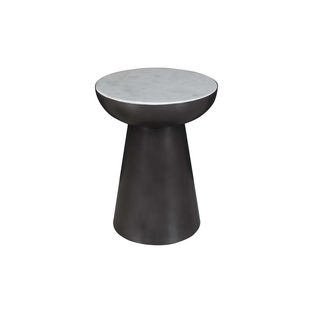 Modern Luxury Marble and Iron 18" Round Pedestal End Table. Picture 3