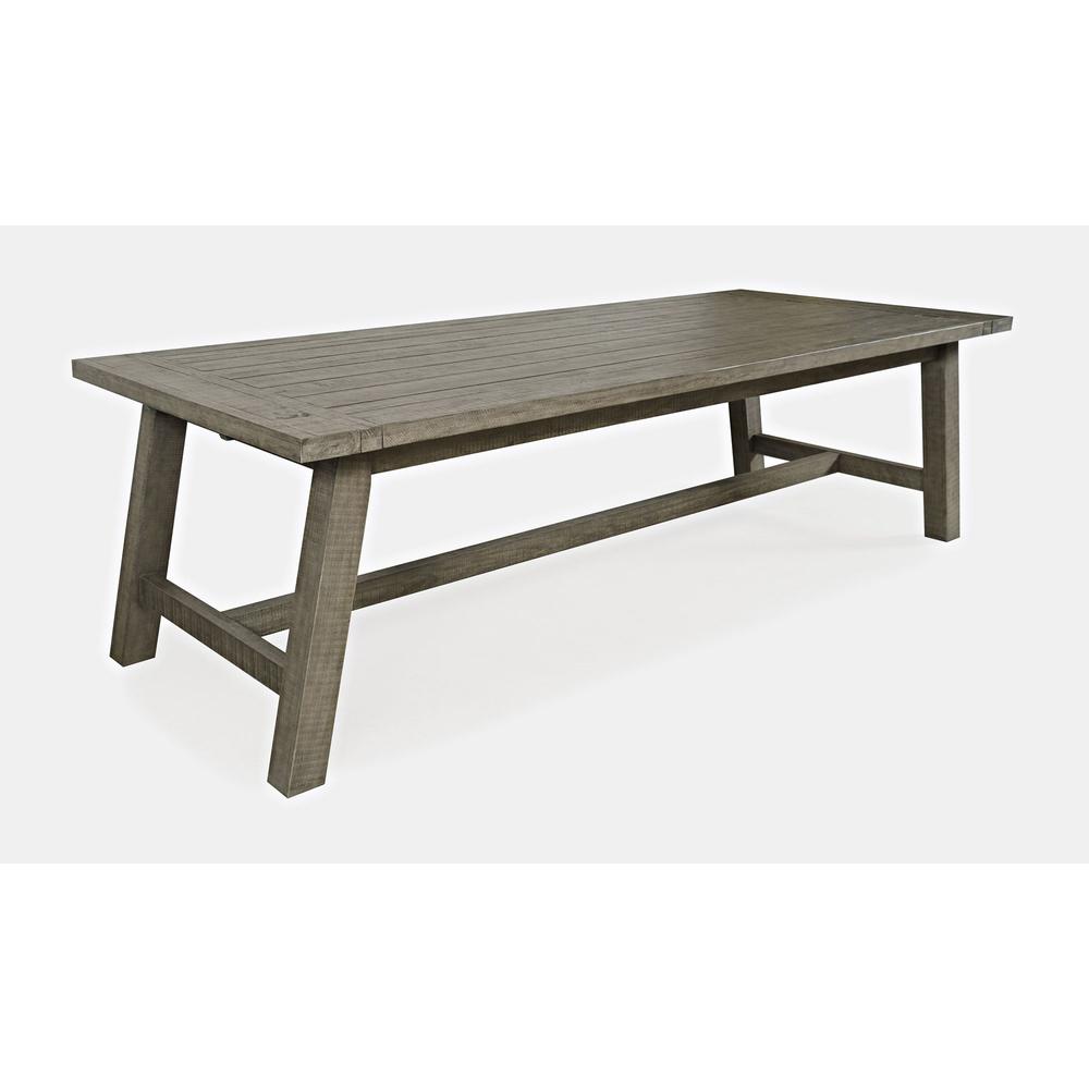 Rustic Distressed Pine 127" Trestle Dining Table with Two Extension Leaves. Picture 6