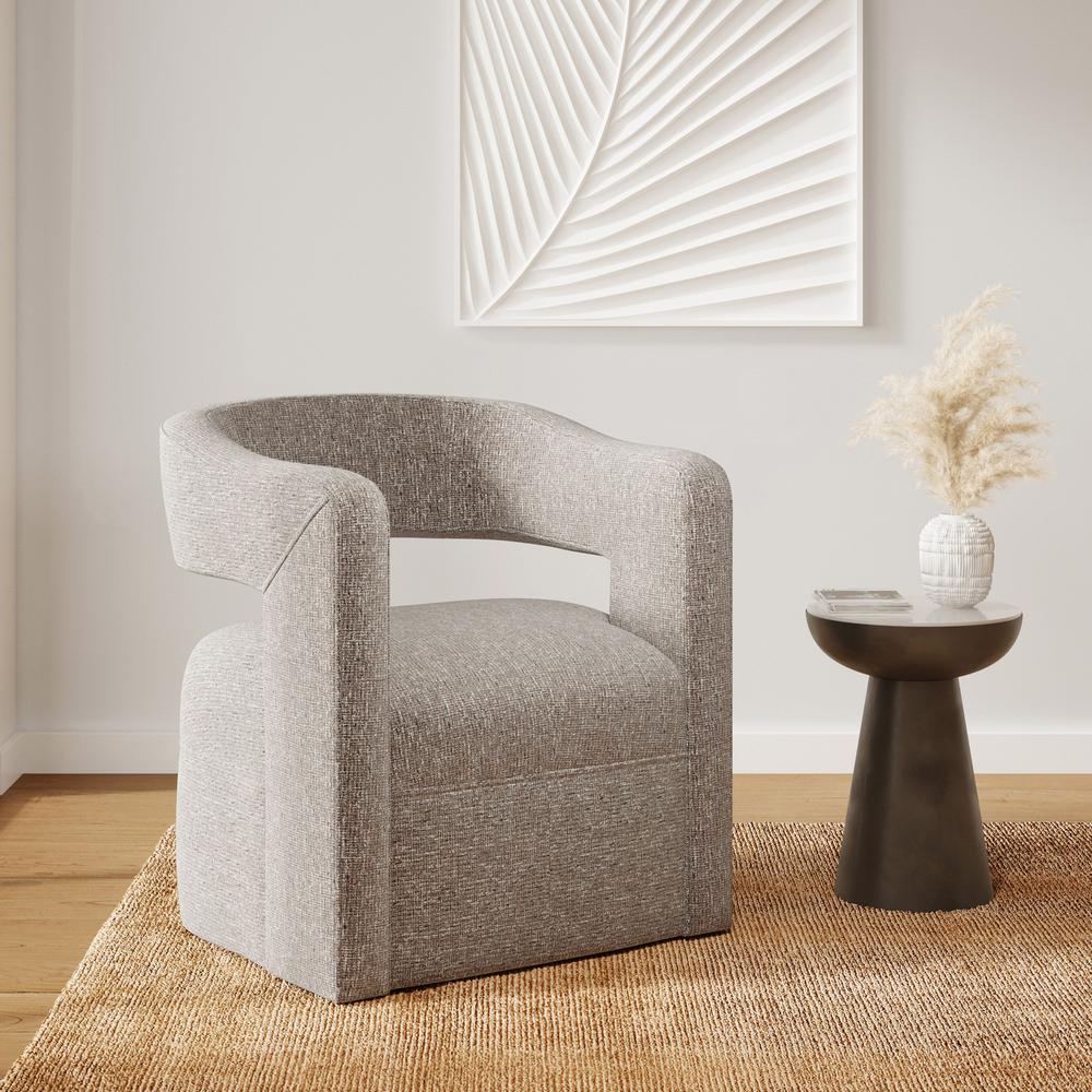 Modern Sculpted Curved Upholstered Swivel Accent Chair. Picture 9