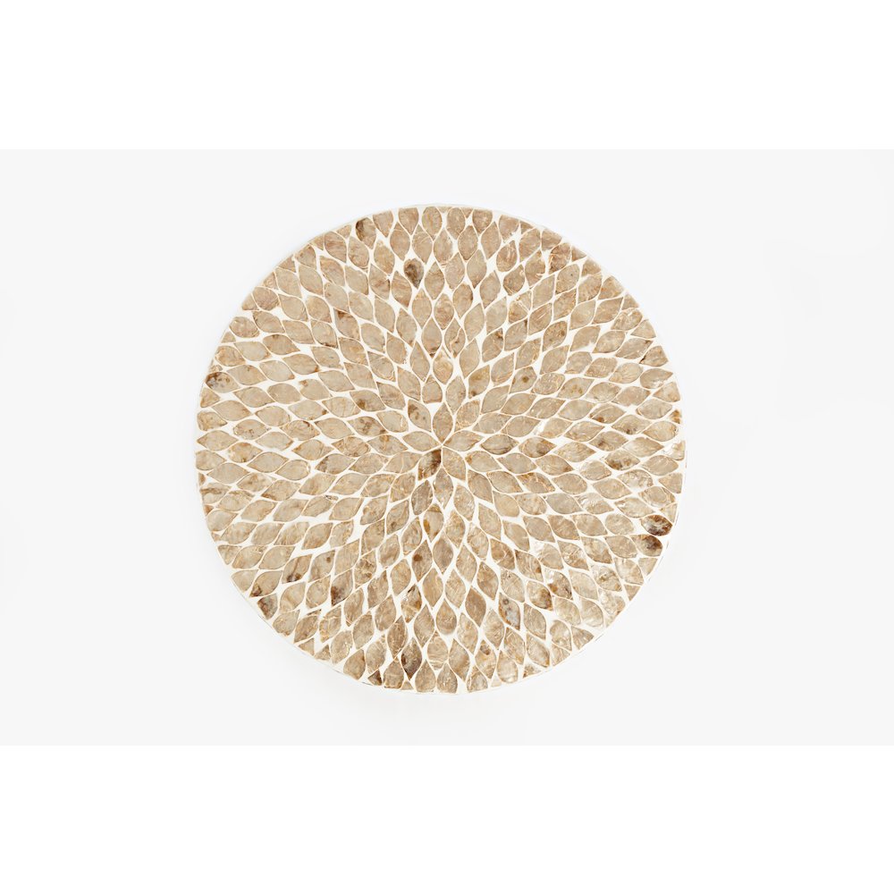 Global Archive Round Terrazzo Handcrafted Capiz Shell Accent Table. Picture 6
