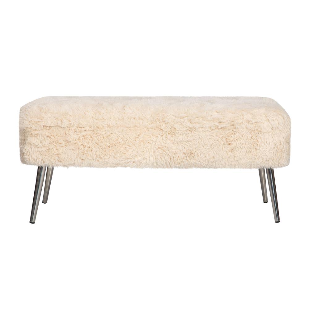 Luxury Plush Faux Fur Upholstered Storage Bench. Picture 1