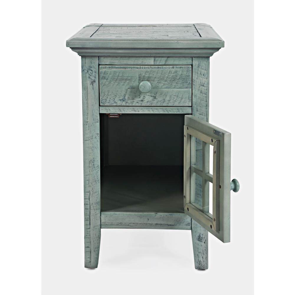 Distressed Acacia USB Charging Chairside End Table. Picture 6