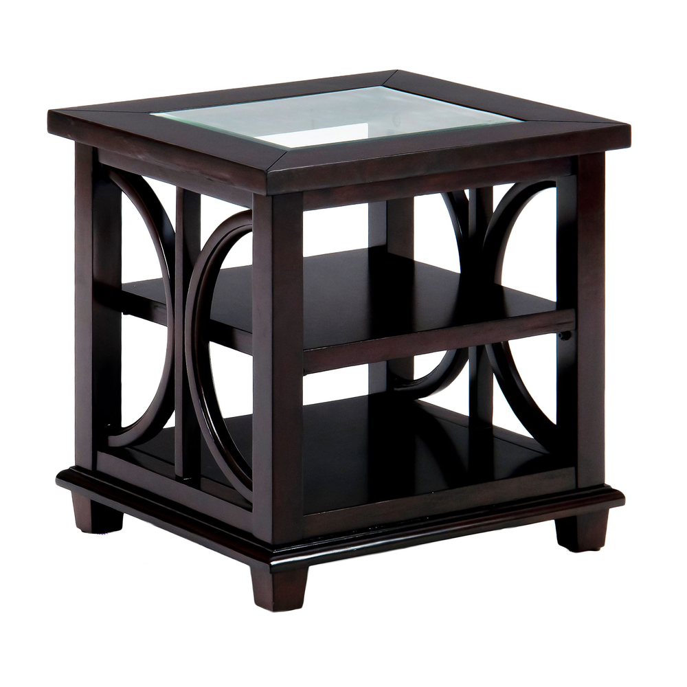 Brown Contemporary Wood and Glass End Table. Picture 2