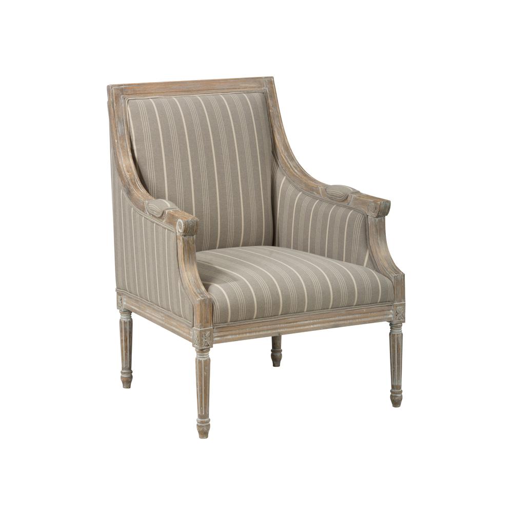 French Detailing Solid Wood Upholstered Accent Chair - KD. Picture 2