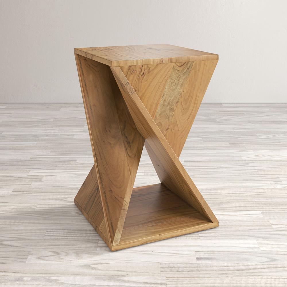 Solid Mango Hardwood Modern Angled Jasper Table. Picture 2