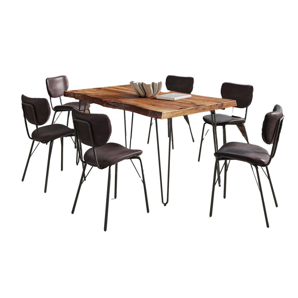 Modern Dining Set with Upholstered Contemporary Chairs - Chestnut and Dark Brown. Picture 1