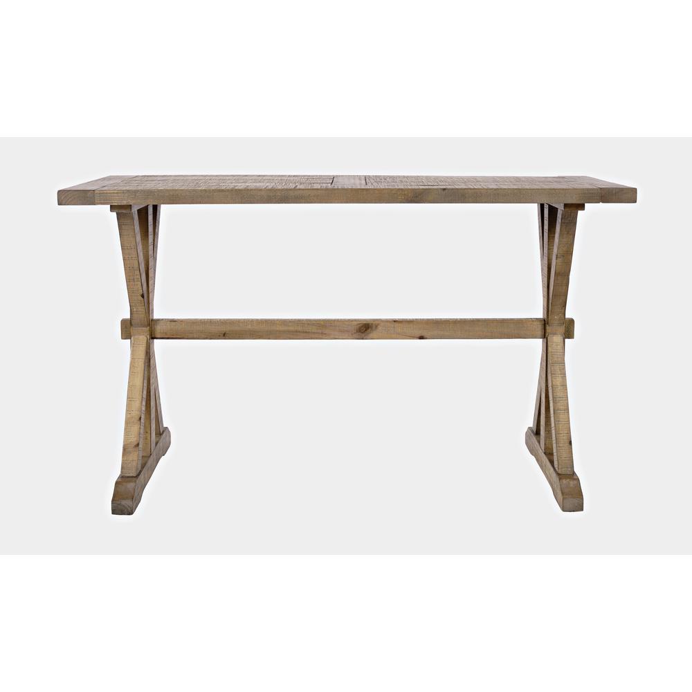 Modern Rustic Distressed Solid Wood Pine Sofa Table with Trestle. Picture 1