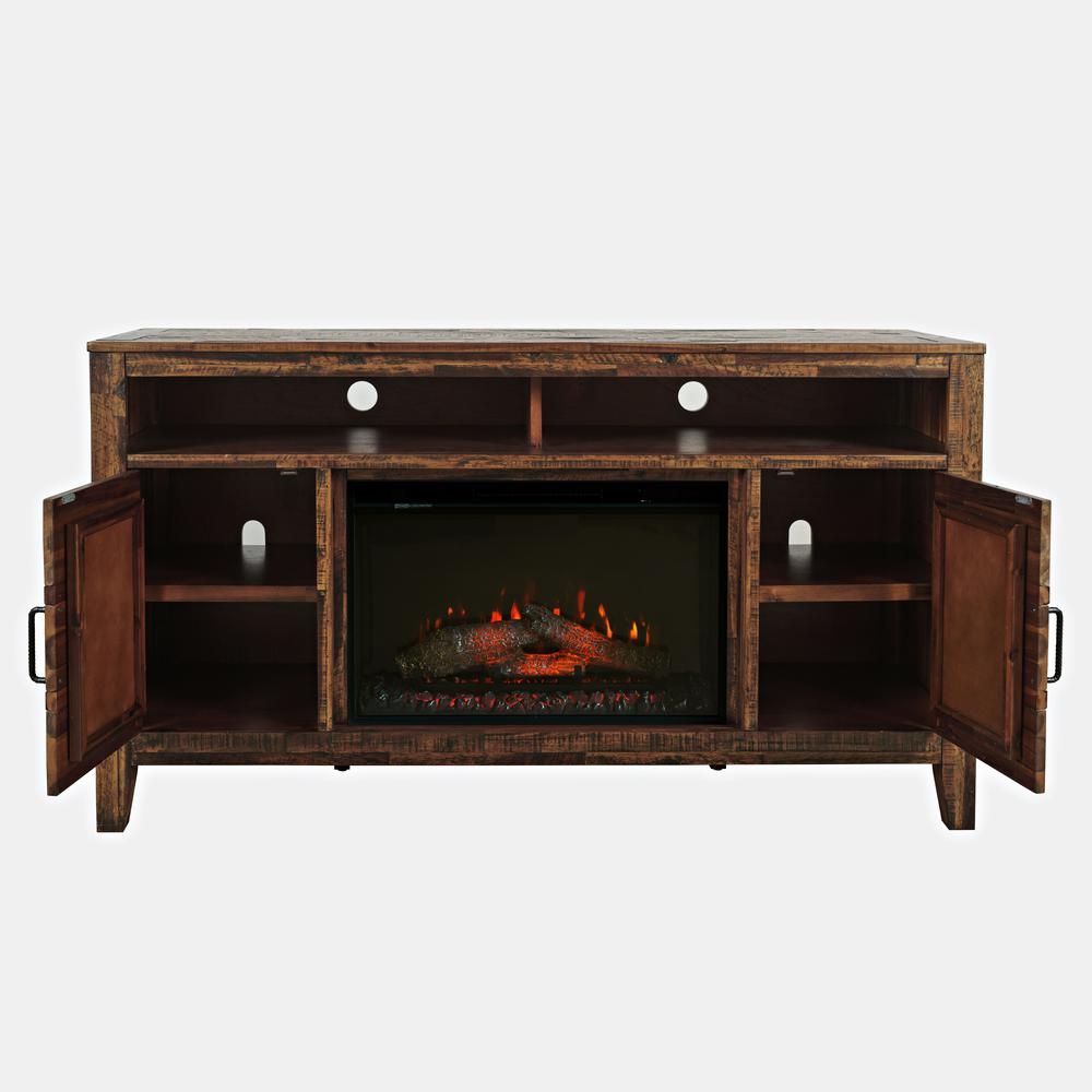 Painted Canyon Rustic 60" Storage Console TV Stand with Electric Fireplace. Picture 8