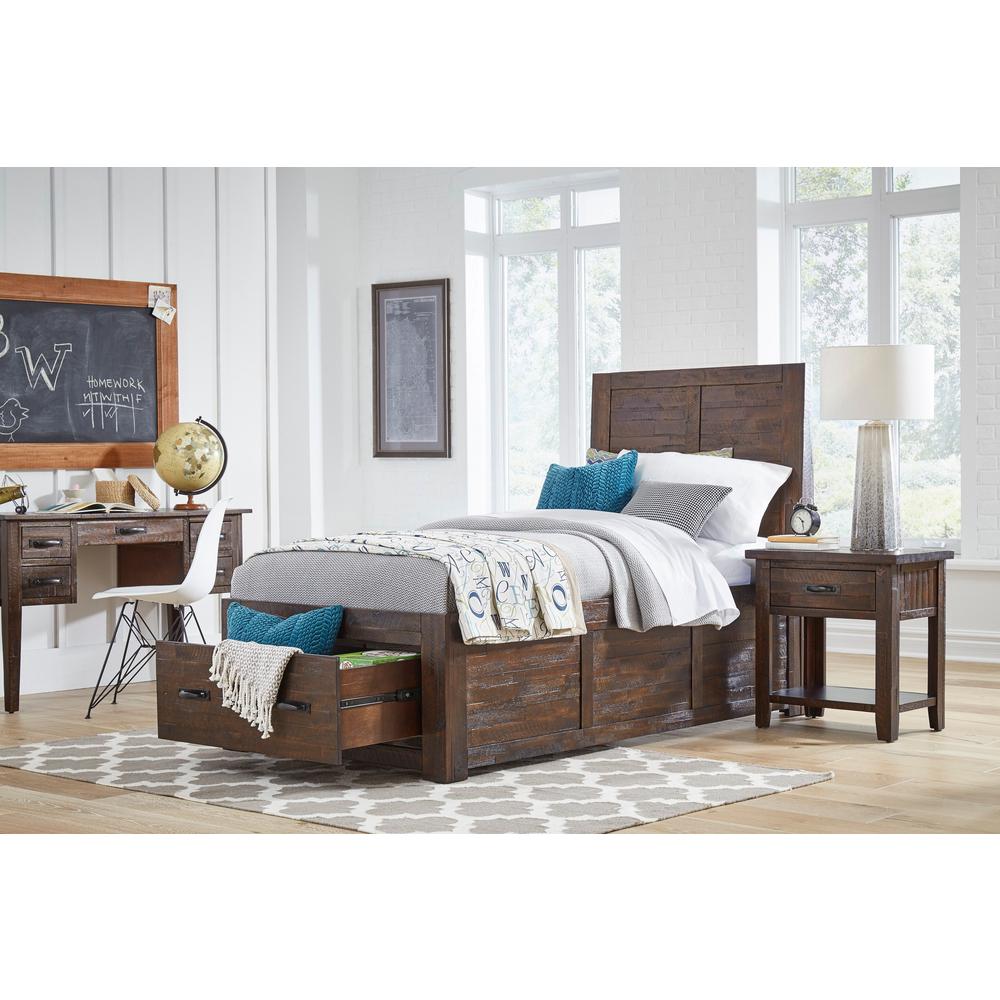 Rustic Distressed Acacia Twin Storage Bed. Picture 7
