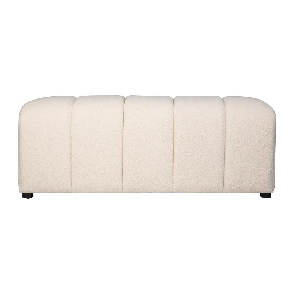 Contemporary Modern Ivory Boucle Upholstered Plush Bench. Picture 1