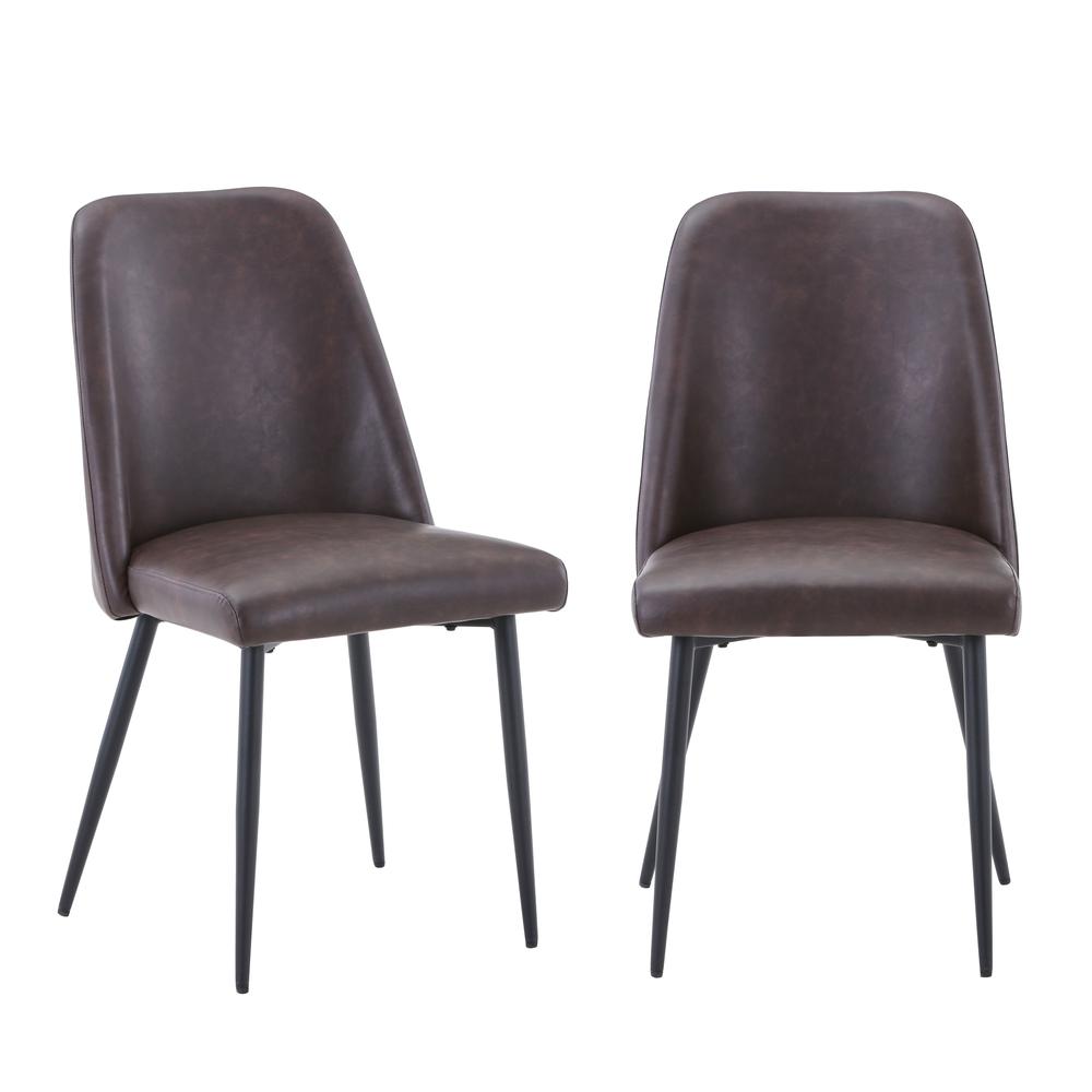 Mid-Century Modern Faux Leather Upholstered Dining Chair (Set of 2). Picture 6