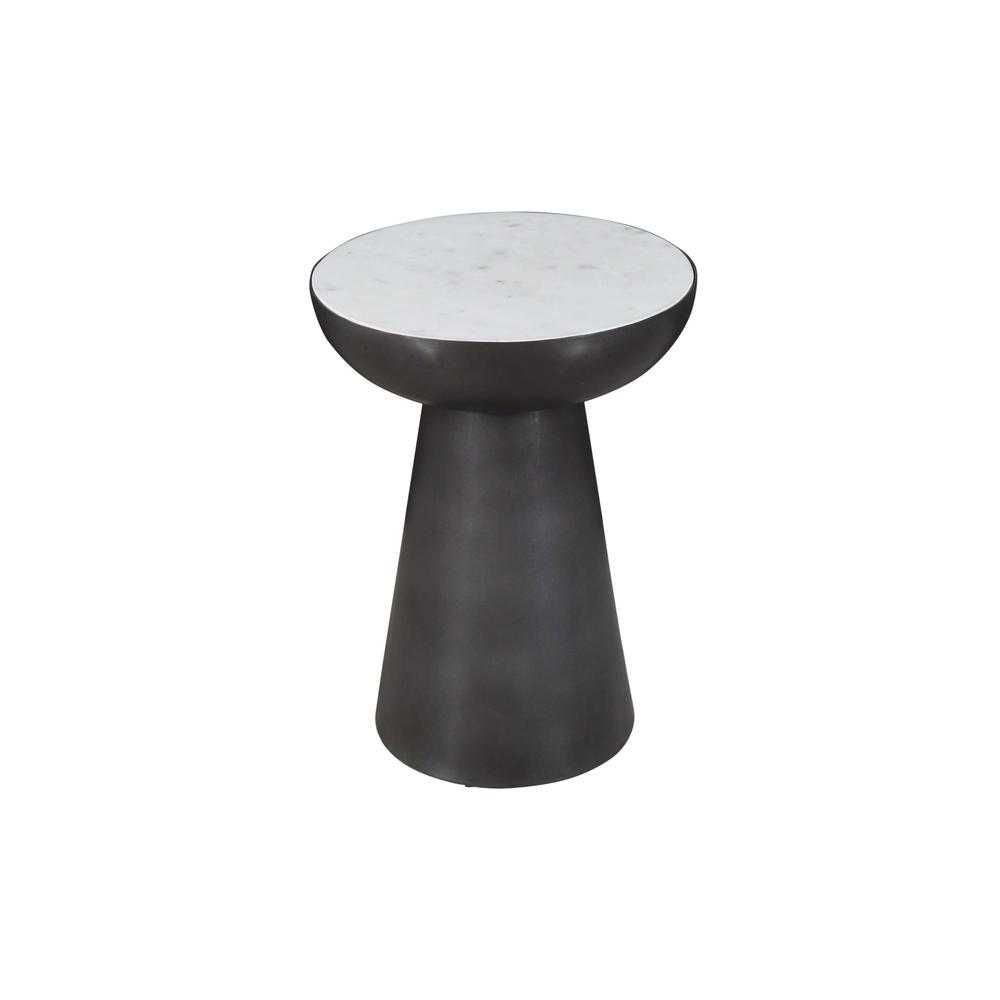Modern Luxury Marble and Iron 15" Round Pedestal Chairside End Table. Picture 3