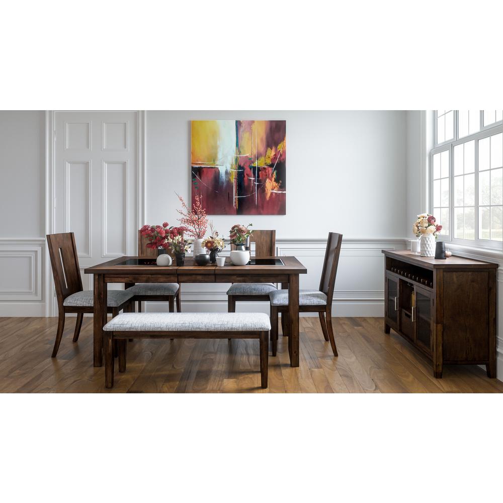 Contemporary 66" Extension Glass Inlay Dining Table. Picture 6