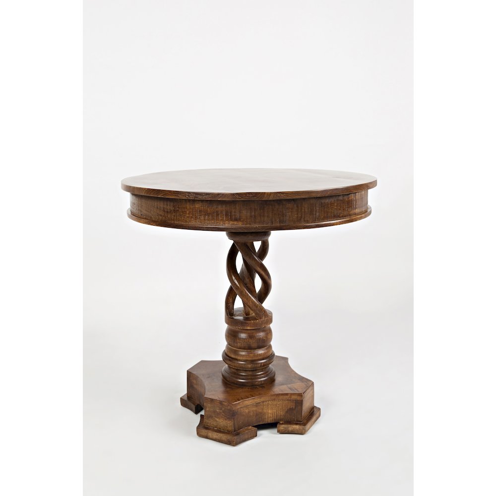 Global Archive Hand Carved Solid Mango Wood Pedestal Table. Picture 2