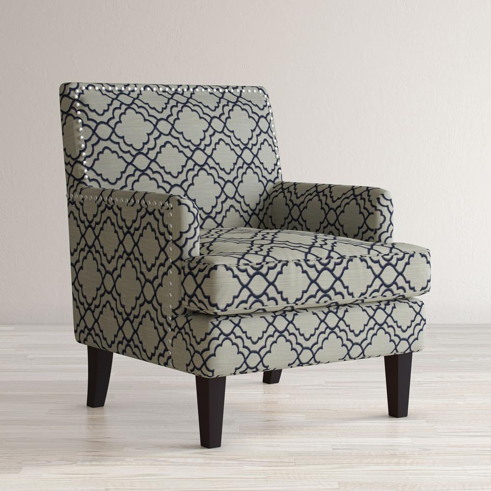 Contemporary Geometric Upholstered Accent Chair with Nailhead Trim. Picture 13