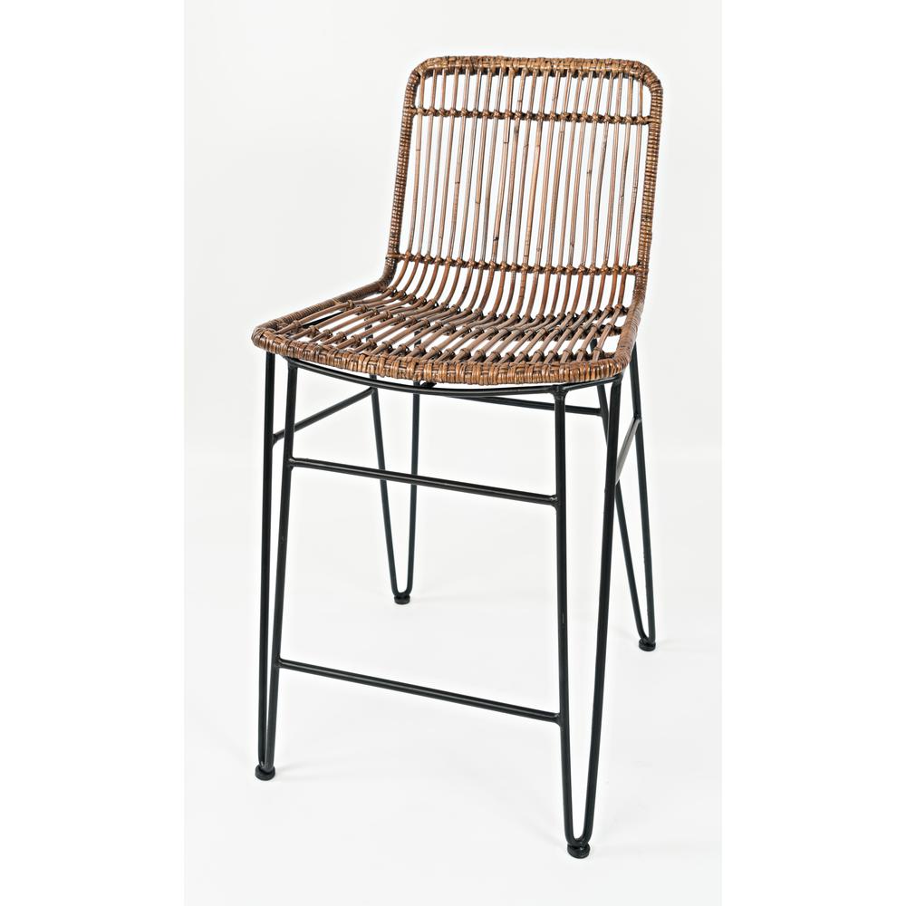 Hairpin Modern Global Rattan Counter Barstool (Set of 2). Picture 2