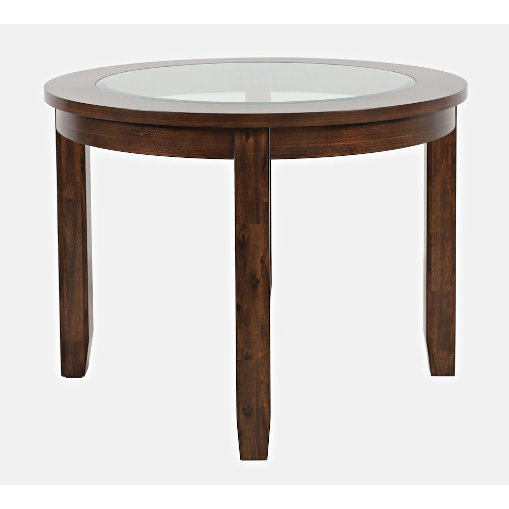 Urban Icon Contemporary 42" Round Glass Inlay Dining Table. Picture 3