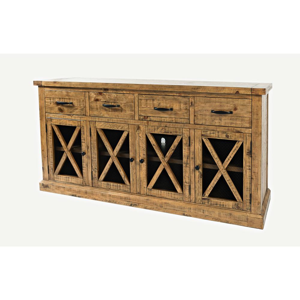 Rustic Distressed Pine Sideboard Buffet Hutch with LED Lights. Picture 11